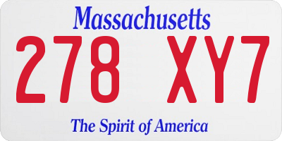 MA license plate 278XY7