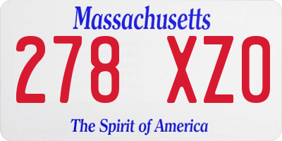 MA license plate 278XZ0
