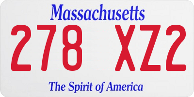 MA license plate 278XZ2