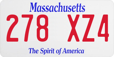 MA license plate 278XZ4