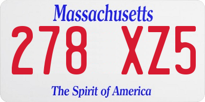 MA license plate 278XZ5