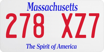 MA license plate 278XZ7