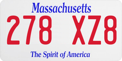 MA license plate 278XZ8