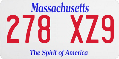 MA license plate 278XZ9