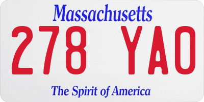 MA license plate 278YA0