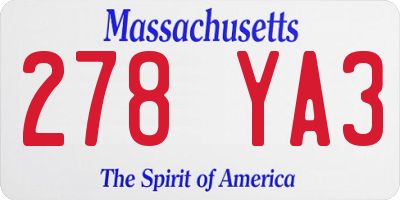 MA license plate 278YA3