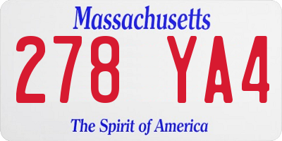 MA license plate 278YA4