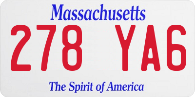 MA license plate 278YA6