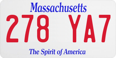 MA license plate 278YA7