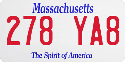 MA license plate 278YA8