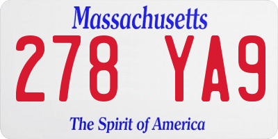 MA license plate 278YA9