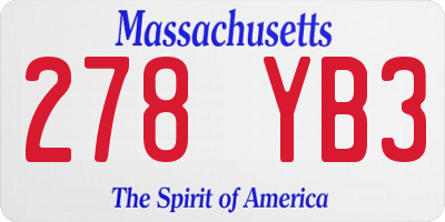 MA license plate 278YB3