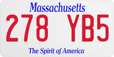 MA license plate 278YB5