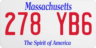 MA license plate 278YB6