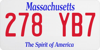 MA license plate 278YB7
