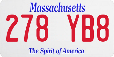MA license plate 278YB8