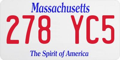 MA license plate 278YC5