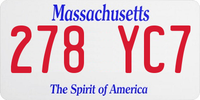 MA license plate 278YC7
