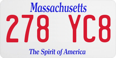 MA license plate 278YC8