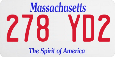 MA license plate 278YD2