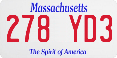 MA license plate 278YD3