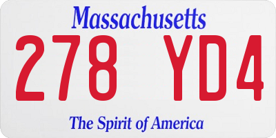 MA license plate 278YD4