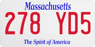 MA license plate 278YD5