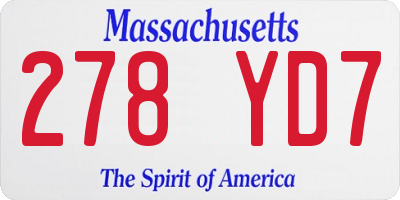 MA license plate 278YD7