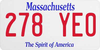 MA license plate 278YE0