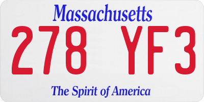 MA license plate 278YF3