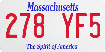 MA license plate 278YF5