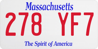 MA license plate 278YF7