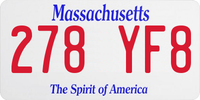 MA license plate 278YF8