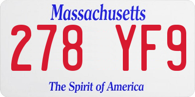 MA license plate 278YF9