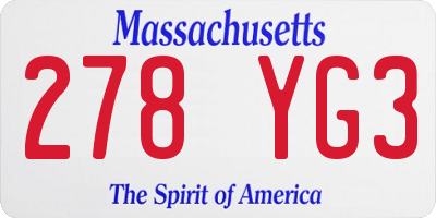 MA license plate 278YG3