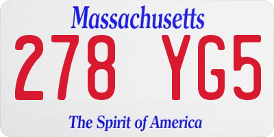 MA license plate 278YG5