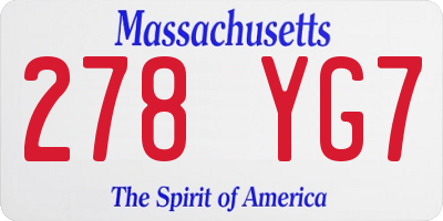 MA license plate 278YG7