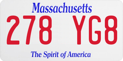 MA license plate 278YG8
