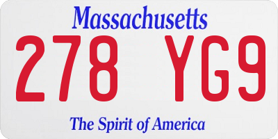 MA license plate 278YG9