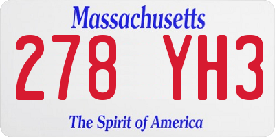 MA license plate 278YH3