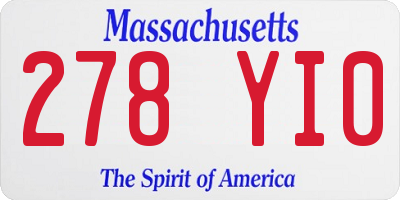 MA license plate 278YI0