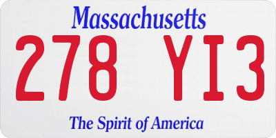 MA license plate 278YI3