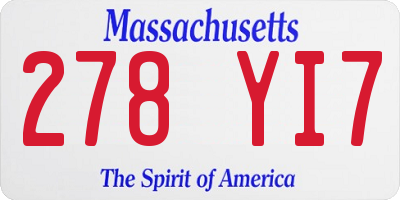 MA license plate 278YI7