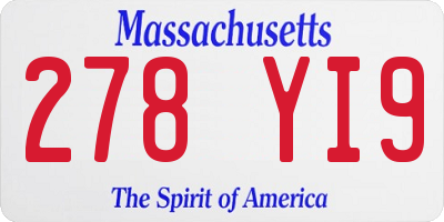 MA license plate 278YI9