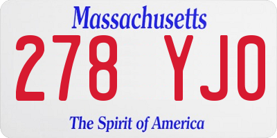 MA license plate 278YJ0