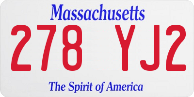 MA license plate 278YJ2