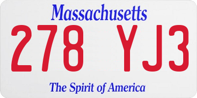 MA license plate 278YJ3