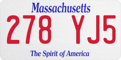 MA license plate 278YJ5
