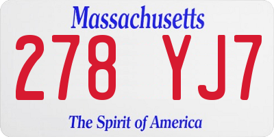 MA license plate 278YJ7