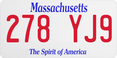 MA license plate 278YJ9